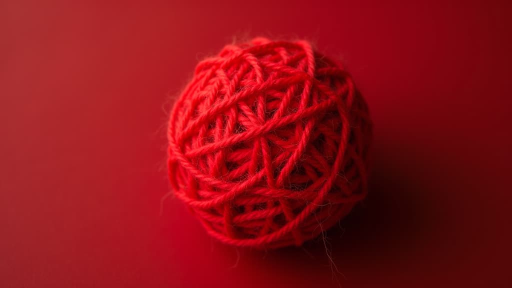  good quality, high quality, red yarn ball close up photography