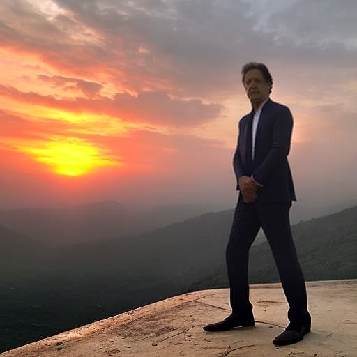  imran khan standing in front of a sunset