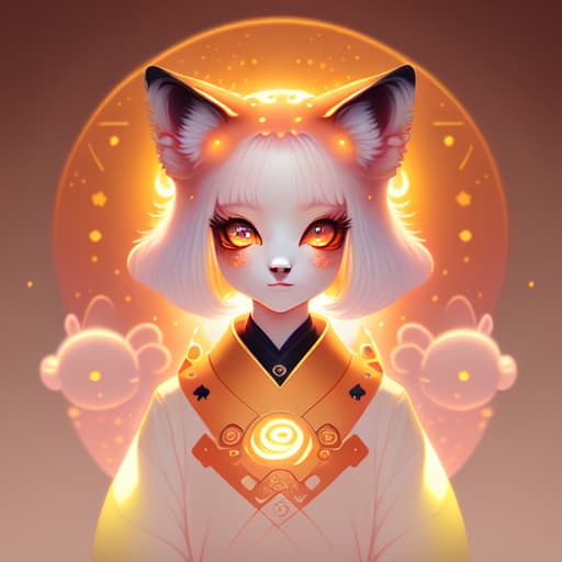 in OliDisco style Kawaii girl kitsune