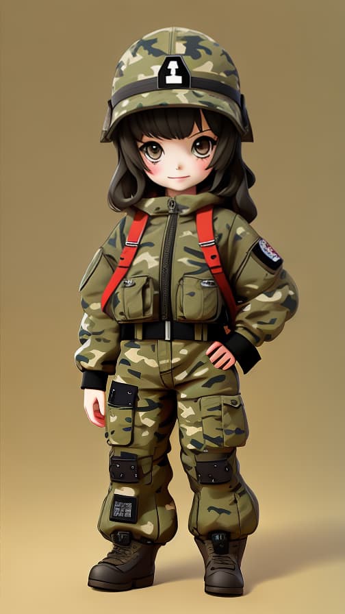  Chibi-Chara Machine Gun Full Length Figure Camouflage Clothing Girl Cute