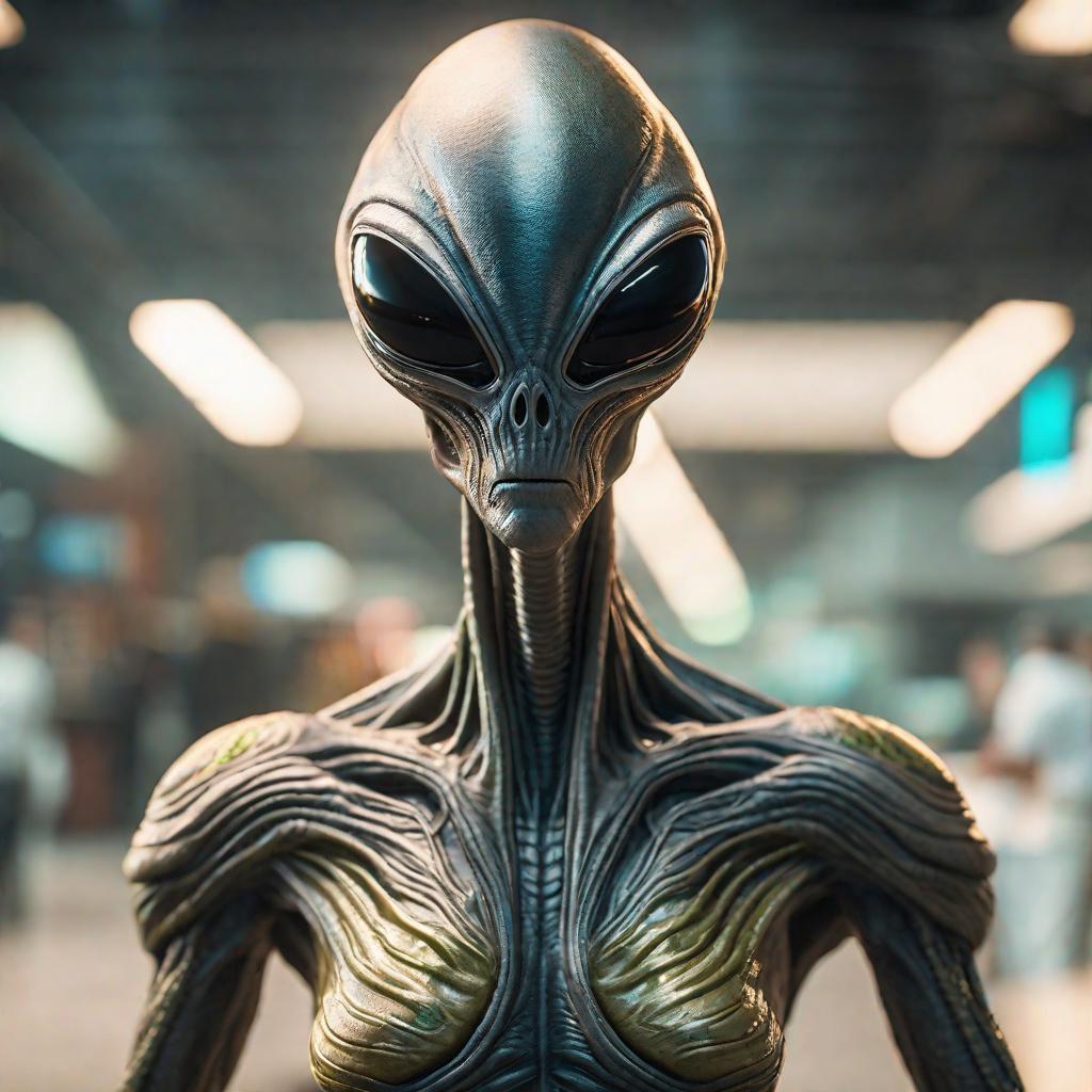  Alien from Area 51 hyperrealistic, full body, detailed clothing, highly detailed, cinematic lighting, stunningly beautiful, intricate, sharp focus, f/1. 8, 85mm, (centered image composition), (professionally color graded), ((bright soft diffused light)), volumetric fog, trending on instagram, trending on tumblr, HDR 4K, 8K