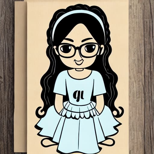 hasbulla person cute picture animated woman with eyeglass with letter J on dress