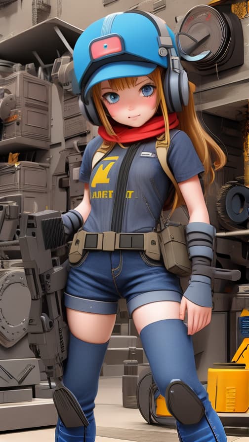  　　　Two heads full body machine gun combat combat girl cute