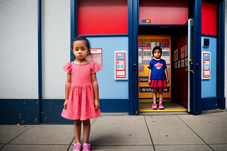  A little girl standing in front of Dairy Queens