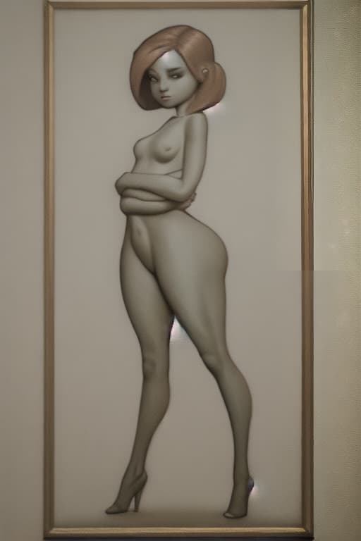  Full body portrait of beautiful small breasted woman with small buttocks naked in an artful pose