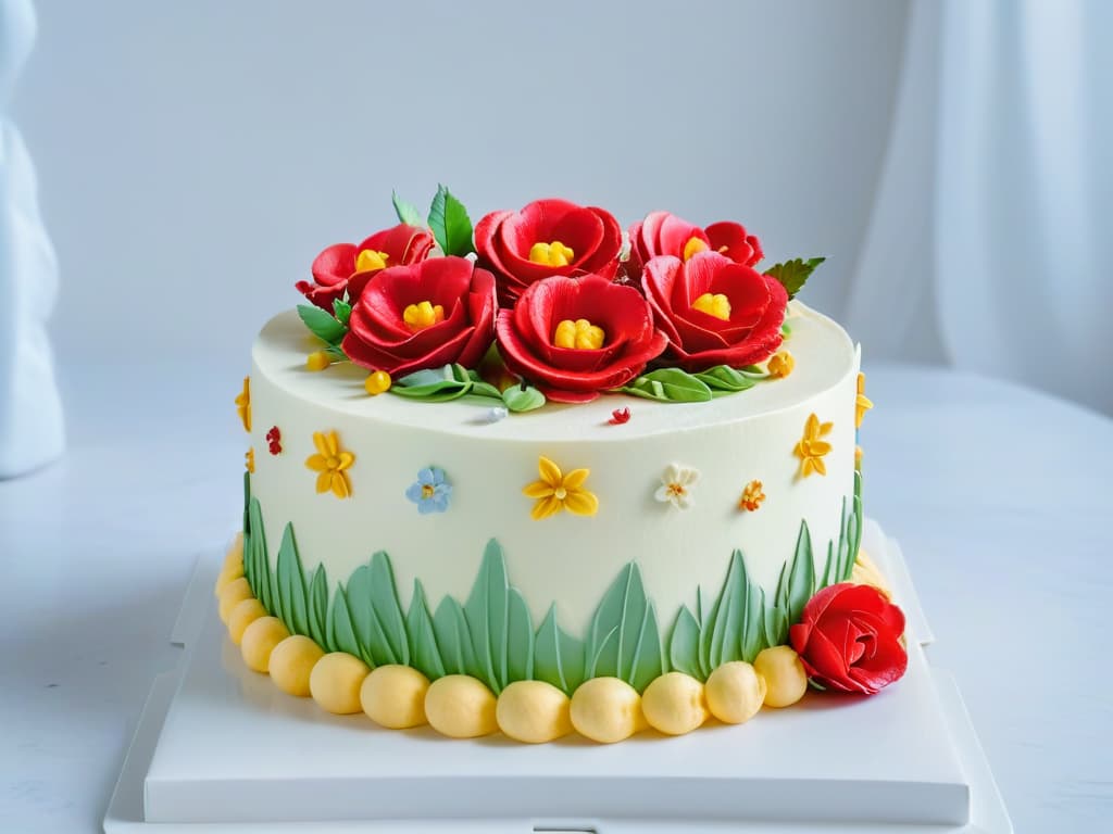  An elegant, minimalistic image of a beautifully decorated cake displayed on a sleek, modern marble countertop. The cake is intricately designed with pastelcolored frosting flowers and delicate piping details, exuding a sense of artistry and craftsmanship. The background is softly blurred to keep the focus on the exquisite cake, showcasing the skill and creativity involved in pastrymaking. hyperrealistic, full body, detailed clothing, highly detailed, cinematic lighting, stunningly beautiful, intricate, sharp focus, f/1. 8, 85mm, (centered image composition), (professionally color graded), ((bright soft diffused light)), volumetric fog, trending on instagram, trending on tumblr, HDR 4K, 8K