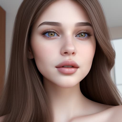  Pretty, gorgeous, caucasian,female influencer, young adult, long dark brown natural hair, plump, big natural lips, oval face, sharp jawline, charming and inviting appearance, cute nose, sweet, caring, kind personality, human, life like, hyper realistic, 8K, ultra HD