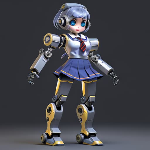  school girl draw a robot