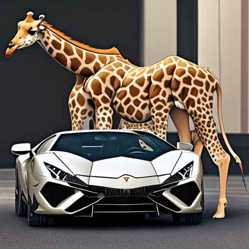  Puppy and giraffe in a Lamborghini