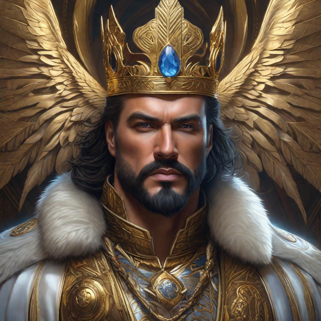  King, realistic, portrait, art by donato giancola and greg rutkowski, realistic face, digital art, trending on artstation hyperrealistic, full body, detailed clothing, highly detailed, cinematic lighting, stunningly beautiful, intricate, sharp focus, f/1. 8, 85mm, (centered image composition), (professionally color graded), ((bright soft diffused light)), volumetric fog, trending on instagram, trending on tumblr, HDR 4K, 8K