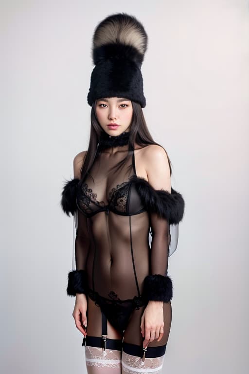  , cute , , E cup, , garter belt, station platform, fake fur hat, (Masterpiece, BestQuality:1.3), (ultra detailed:1.2), (hyperrealistic:1.3), (RAW photo:1.2),High detail RAW color photo, professional photograph, (Photorealistic:1.4), (realistic:1.4), ,professional lighting, (japanese), beautiful face, (realistic face)