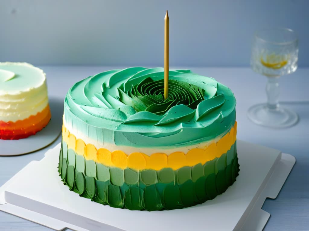  A closeup, ultradetailed image of a vibrant, multilayered rainbow cake sliced neatly to reveal its intricate, colorful interior. Each layer showcases a different shade of the color spectrum, creating a visually stunning and mouthwatering display. The focus is on the textures and gradients of the cake, highlighting the artistry and craftsmanship that goes into creating such a delectable dessert. hyperrealistic, full body, detailed clothing, highly detailed, cinematic lighting, stunningly beautiful, intricate, sharp focus, f/1. 8, 85mm, (centered image composition), (professionally color graded), ((bright soft diffused light)), volumetric fog, trending on instagram, trending on tumblr, HDR 4K, 8K