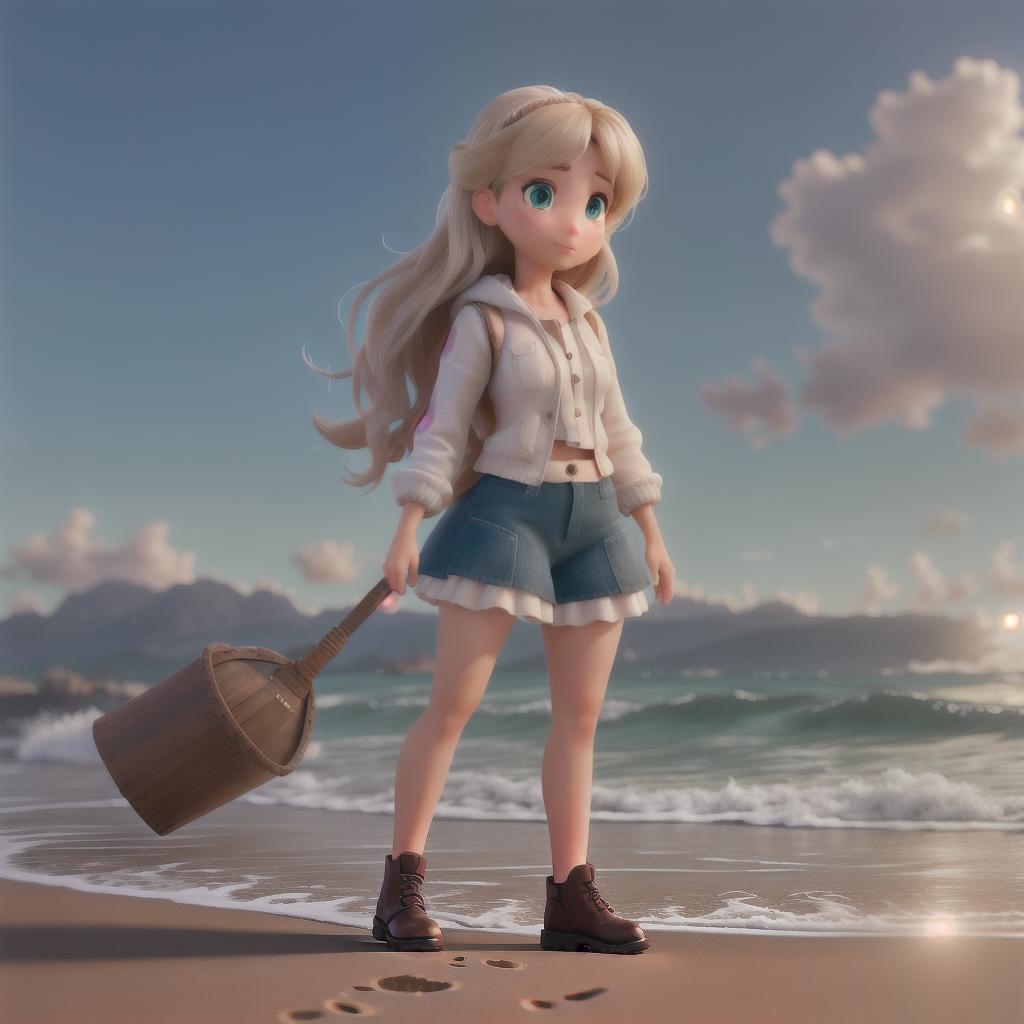  Girl on the beach hyperrealistic, full body, detailed clothing, highly detailed, cinematic lighting, stunningly beautiful, intricate, sharp focus, f/1. 8, 85mm, (centered image composition), (professionally color graded), ((bright soft diffused light)), volumetric fog, trending on instagram, trending on tumblr, HDR 4K, 8K