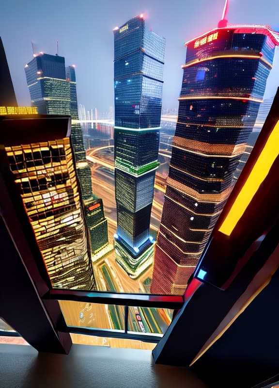  masterpiece, best quality, urban skyline, scene, cyberpunk, chongqing, chaotianmen, aerial view, realistic