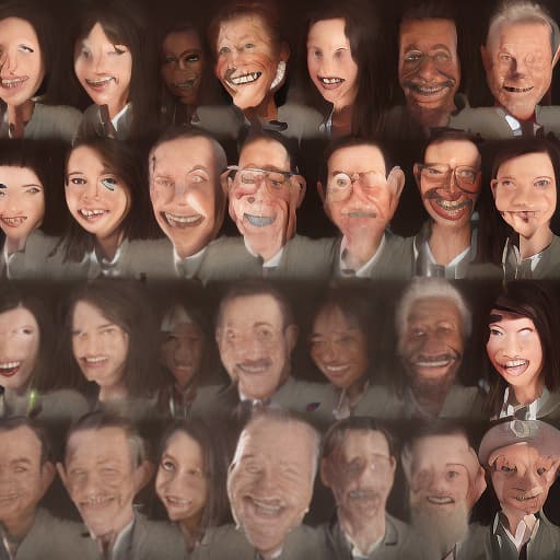 redshift style crowd of a variety of smiling people of different ages and ethnicities