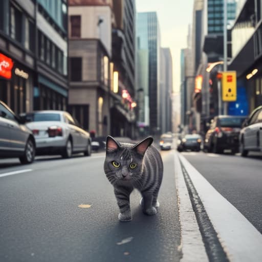  Cat in busy city