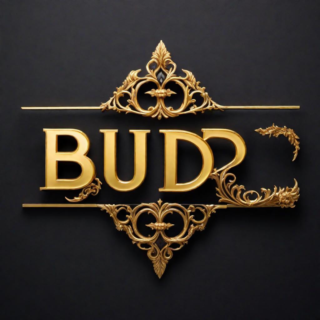  Create a 3D image of the names 'BUD' and 'DAVE' intertwined with each other using a black and gold color scheme. Ensure the names are legible and appear at the top of the page or sign. Below the names, add the word 'HUSTLE' in Gothic lettering and directly beneath it, include the word 'HARDWARE' in the same Gothic font style, all adhering to the black and gold color theme. hyperrealistic, full body, detailed clothing, highly detailed, cinematic lighting, stunningly beautiful, intricate, sharp focus, f/1. 8, 85mm, (centered image composition), (professionally color graded), ((bright soft diffused light)), volumetric fog, trending on instagram, trending on tumblr, HDR 4K, 8K