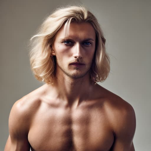 portrait+ style Russian queer supermodel blonde hunk dude face