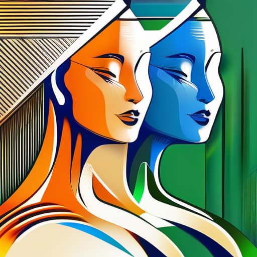  minimalist line art, woman's face, abstract style, flowing lines, orange, blue, green accents, delicate and artistic, light beige background, modern, expressive, dynamic, motion, emotion, high quality, highly detailed hyperrealistic, full body, detailed clothing, highly detailed, cinematic lighting, stunningly beautiful, intricate, sharp focus, f/1. 8, 85mm, (centered image composition), (professionally color graded), ((bright soft diffused light)), volumetric fog, trending on instagram, trending on tumblr, HDR 4K, 8K