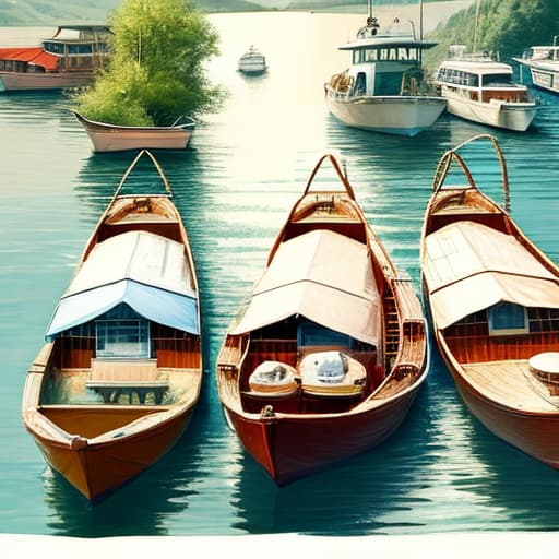  Mountains, lakes, boats, sun