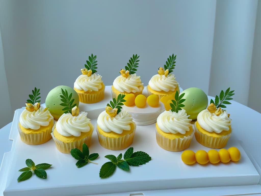  An ultradetailed image showcasing an elegant and minimalistic springthemed dessert table, featuring pastelcolored macarons, intricately decorated floral cupcakes, and delicate fruit tarts arranged on a sleek marble countertop. Soft natural light filters through a nearby window, casting a gentle glow on the delectable treats, emphasizing their artful presentation and inviting allure. Each dessert is meticulously crafted, showcasing the skill and creativity expected in seasonal baking workshops. hyperrealistic, full body, detailed clothing, highly detailed, cinematic lighting, stunningly beautiful, intricate, sharp focus, f/1. 8, 85mm, (centered image composition), (professionally color graded), ((bright soft diffused light)), volumetric fog, trending on instagram, trending on tumblr, HDR 4K, 8K