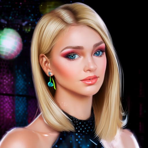 portrait+ style Russian queer strictly Come Dancing blonde female face