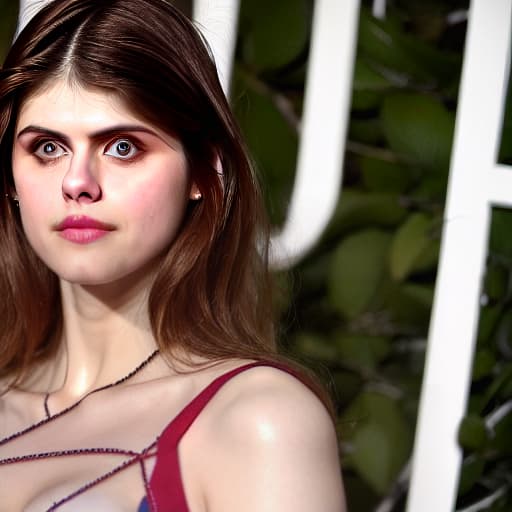  Alexandra Daddario sentada en la cama sin ropa, agarrando el pene de un hombre frente a ella