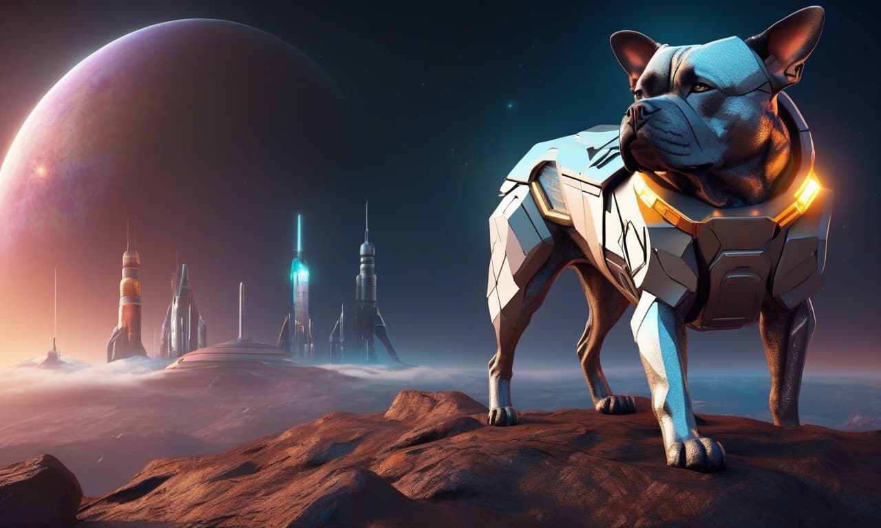  space themed low poly cyberpunk dog , low poly style . cosmic, celestial, stars, galaxies, nebulas, planets, science fiction, highly detailed hyperrealistic, full body, detailed clothing, highly detailed, cinematic lighting, stunningly beautiful, intricate, sharp focus, f/1. 8, 85mm, (centered image composition), (professionally color graded), ((bright soft diffused light)), volumetric fog, trending on instagram, trending on tumblr, HDR 4K, 8K