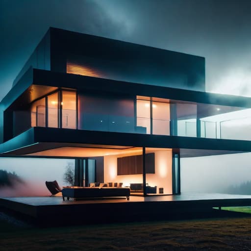  Futurestic house with threes unfront hyperrealistic, full body, detailed clothing, highly detailed, cinematic lighting, stunningly beautiful, intricate, sharp focus, f/1. 8, 85mm, (centered image composition), (professionally color graded), ((bright soft diffused light)), volumetric fog, trending on instagram, trending on tumblr, HDR 4K, 8K