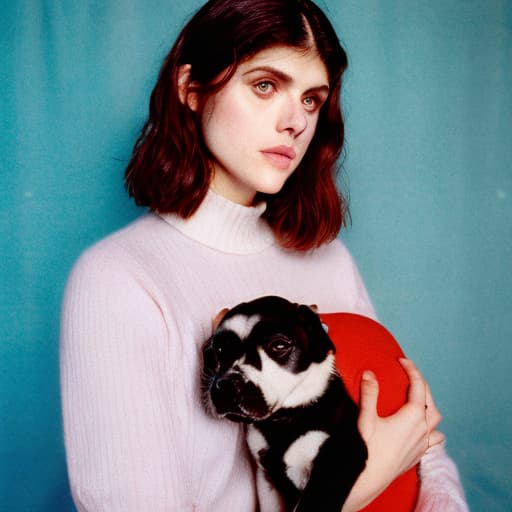 analog style Alexandra daddario usando un consolador