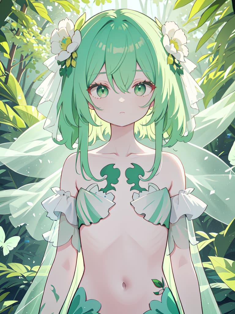  Beautiful collarbones and ribs of green hair characters, masterpiece, best quality,8k,ultra detailed,high resolution,an extremely delicate and beautiful,hyper detail