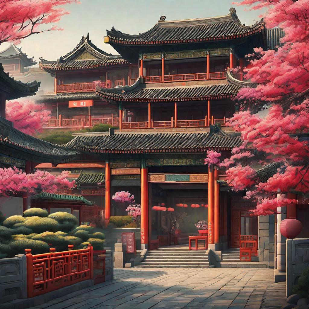  masterpiece, best quality, street full of flowers, streets of ancient Chinese architecture, spirited youth, sword watching flowers