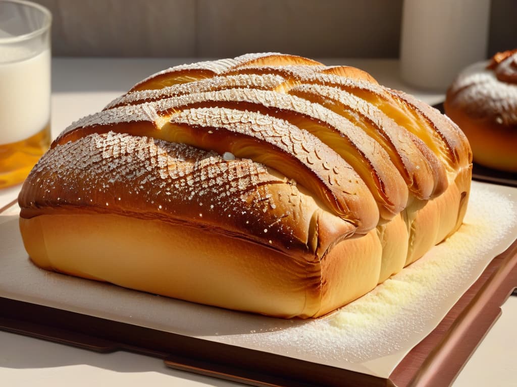  A closeup, photorealistic image of freshly baked brioches sprinkled with glistening, crunchy pearl sugar on top. The goldenbrown crust of the brioches contrasts beautifully with the sparkling sugar crystals, highlighting the irresistible texture and flavor combination. Sunlight softly illuminates the scene, enhancing the appetizing look of the pastries and creating a warm, inviting atmosphere. This image captures the essence of using pearl sugar to elevate baked goods, enticing viewers to try out the recipe themselves. hyperrealistic, full body, detailed clothing, highly detailed, cinematic lighting, stunningly beautiful, intricate, sharp focus, f/1. 8, 85mm, (centered image composition), (professionally color graded), ((bright soft diffused light)), volumetric fog, trending on instagram, trending on tumblr, HDR 4K, 8K