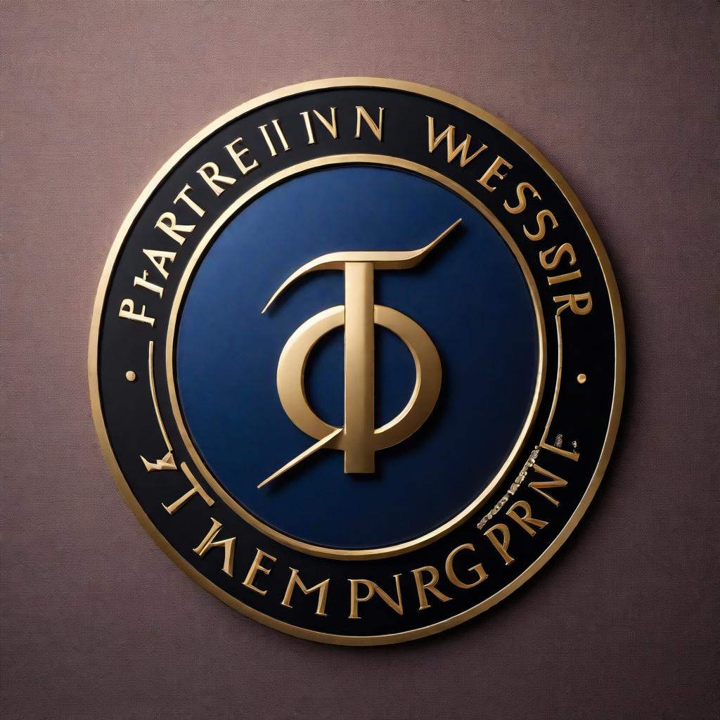  Design a super luxurious logo for 'Partnerinwestgruppen'. The logo should be opulent and exclusive, with a modern and timeless feel. Incorporate sophisticated colors such as black, gold, or deep blue to suggest luxury. The logo must be fitting for a high-end business conglomerate, conveying trust and strong partnership. Use an elegant font and include an element that represents partnership or networking, to reflect the group aspect of the company. hyperrealistic, full body, detailed clothing, highly detailed, cinematic lighting, stunningly beautiful, intricate, sharp focus, f/1. 8, 85mm, (centered image composition), (professionally color graded), ((bright soft diffused light)), volumetric fog, trending on instagram, trending on tumblr, HDR 4K, 8K