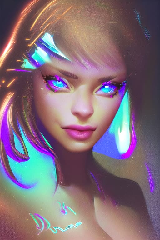  portrait neon, digital art work, highly detailed, real Life