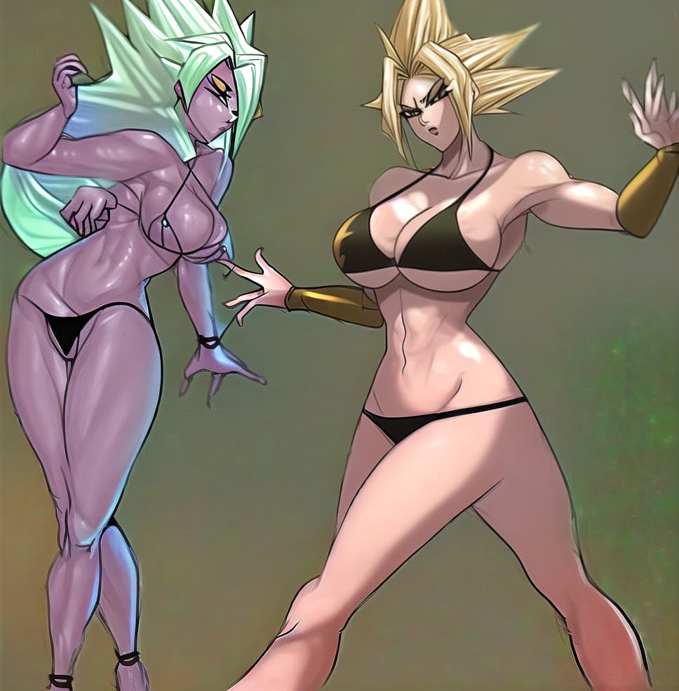  "A female disturbingly beautiful Super Saiyan in a bikini."