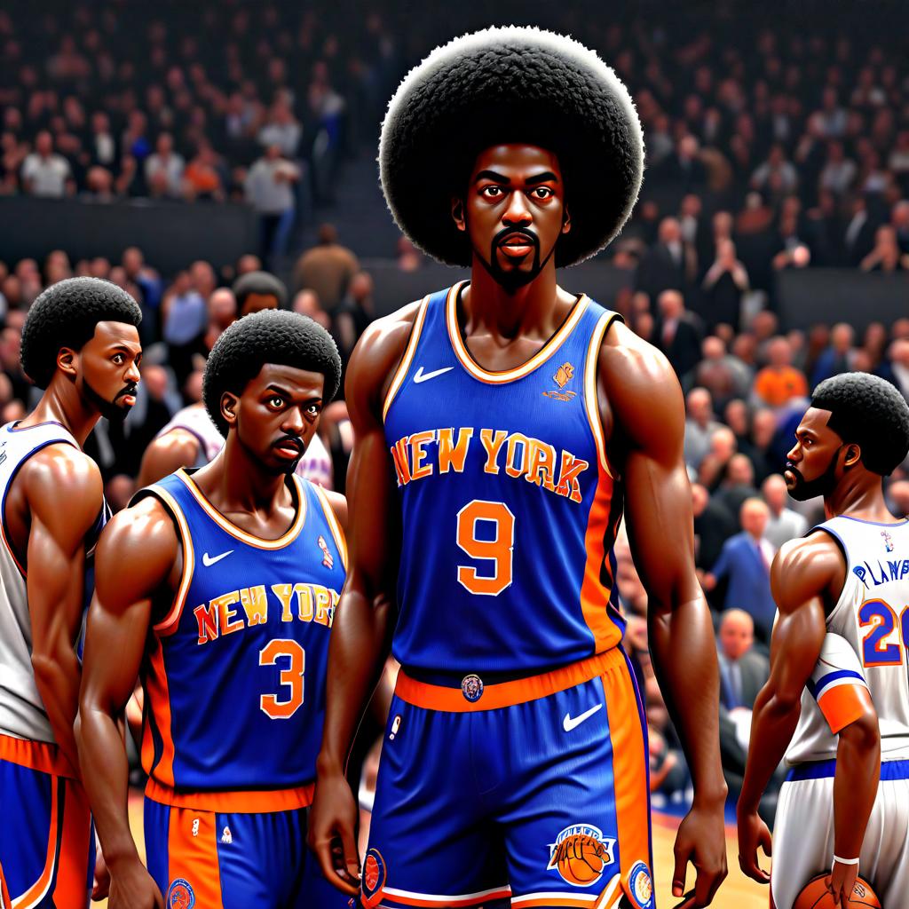  (best quality, masterpiece), (((high detail))), New York Knicks afro players