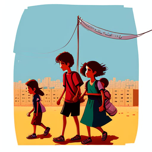  An Editorial Illustration style Bring the kidnapped children back to Israel