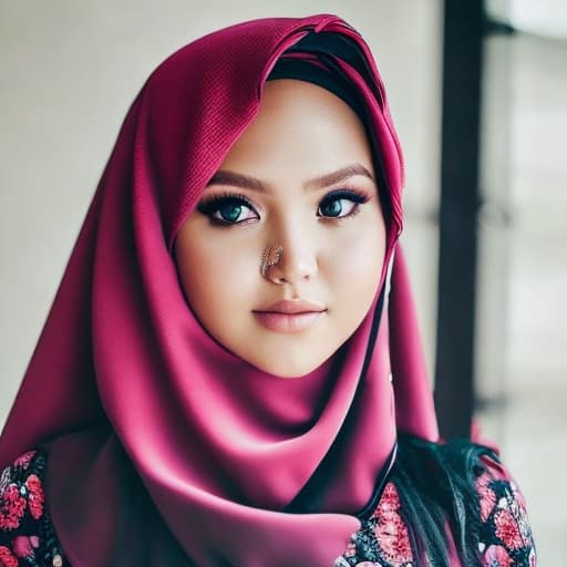 portrait+ style wanita cantik berkulit putih memakai jilbab