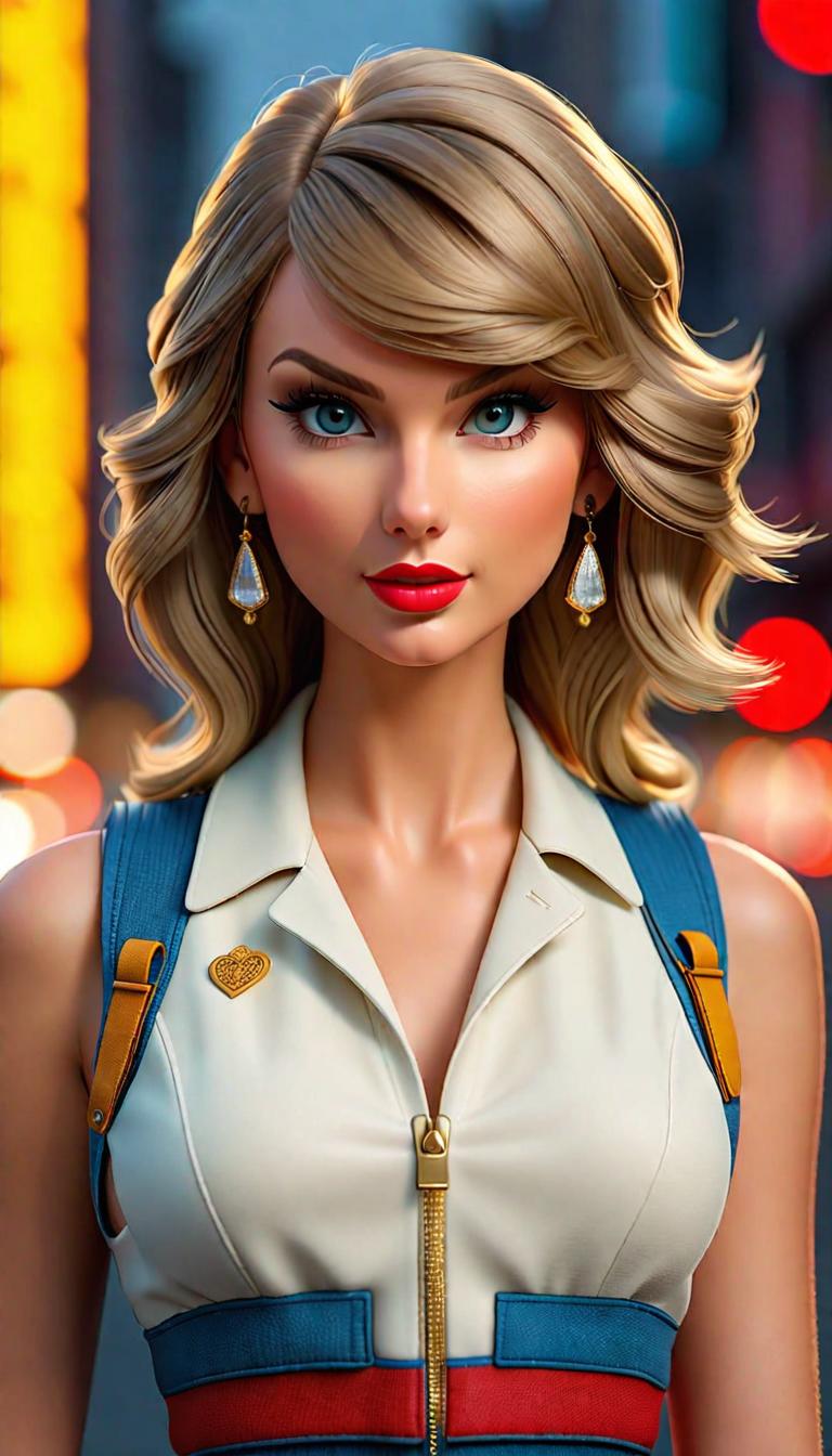  Professional 3D model of Taylor Swift wearing a Walmart vest . Rendered with Octane, the model is highly detailed,dramatic lighting. hyperrealistic, full body, detailed clothing, highly detailed, cinematic lighting, stunningly beautiful, intricate, sharp focus, f/1. 8, 85mm, (centered image composition), (professionally color graded), ((bright soft diffused light)), volumetric fog, trending on instagram, trending on tumblr, HDR 4K, 8K