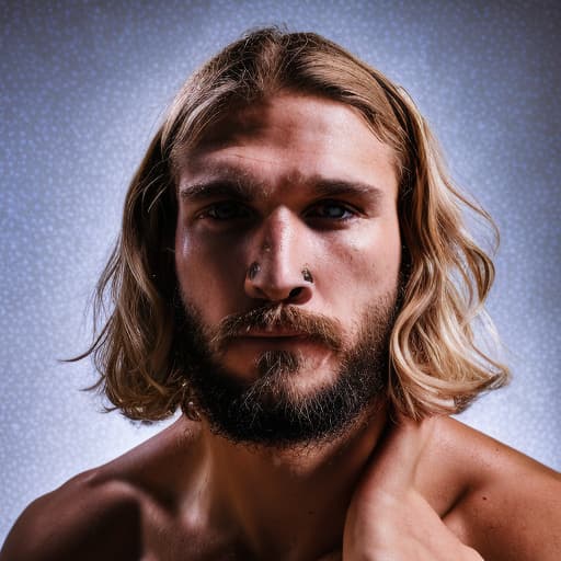 portrait+ style UFC artist queer blonde hunk dude face