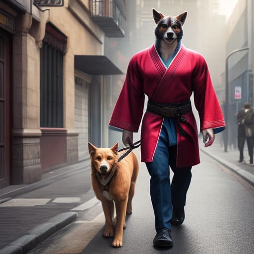  Anthro, dog, male, adult, muscular, veiny muscles, red kimono, standing, realistic fur, detailed background, street background,hyper realism, RAW photo, (realism, photorealistic: 1.3), detailed, high resolution hyperrealistic, full body, detailed clothing, highly detailed, cinematic lighting, stunningly beautiful, intricate, sharp focus, f/1. 8, 85mm, (centered image composition), (professionally color graded), ((bright soft diffused light)), volumetric fog, trending on instagram, trending on tumblr, HDR 4K, 8K