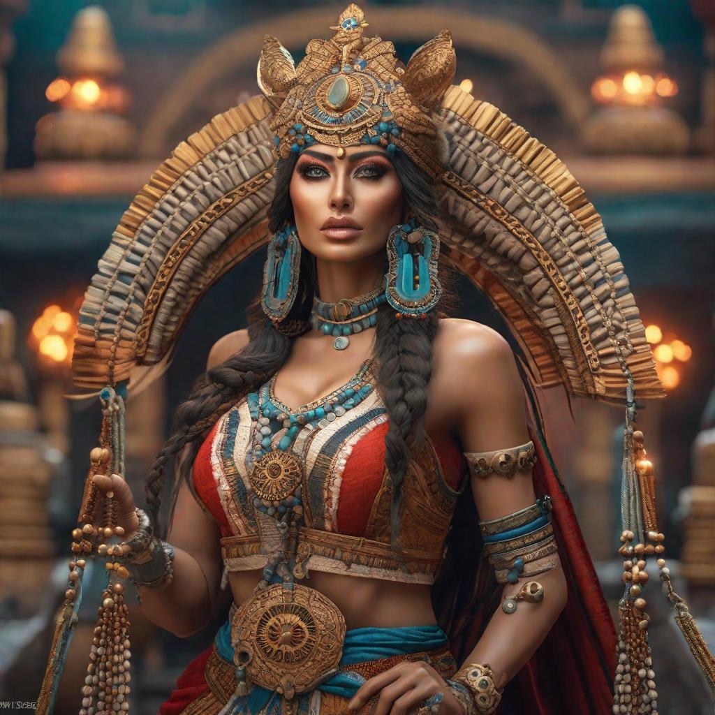  Mayas hyperrealistic, full body, detailed clothing, highly detailed, cinematic lighting, stunningly beautiful, intricate, sharp focus, f/1. 8, 85mm, (centered image composition), (professionally color graded), ((bright soft diffused light)), volumetric fog, trending on instagram, trending on tumblr, HDR 4K, 8K