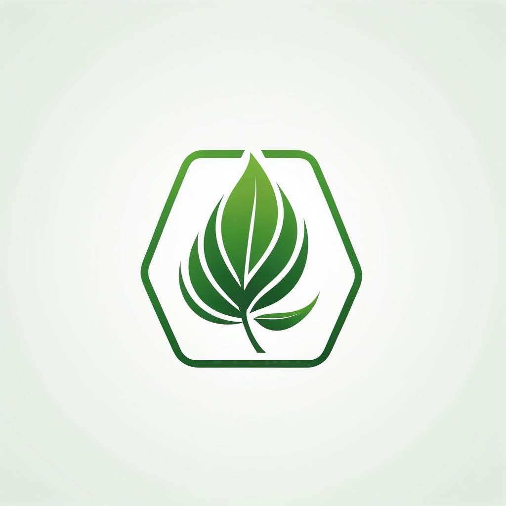  Minimalist geometric logo of green leaf vector graphic
