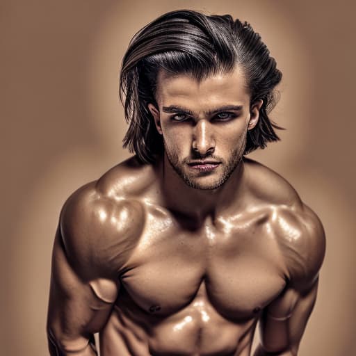 portrait+ style Russian queer fitness model brunette hunk dude face