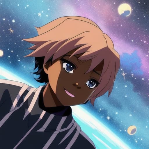  Black anime character in space