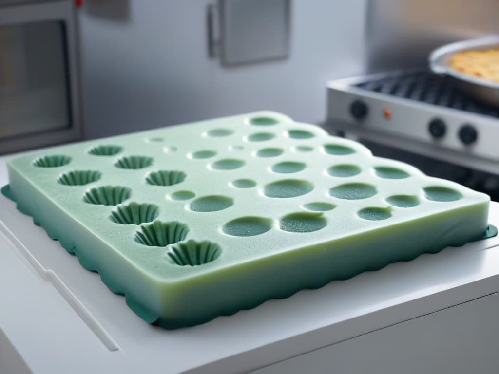  An ultradetailed 8k image of a sleek, modern kitchen countertop adorned with an array of highend silicone baking molds in various shapes and sizes. The molds are neatly organized and catch the light, showcasing their intricate designs and professional quality. The minimalistic aesthetic of the image highlights the elegance and precision of these revolutionary baking tools, perfect for transforming desserts and captivating the audience's attention. hyperrealistic, full body, detailed clothing, highly detailed, cinematic lighting, stunningly beautiful, intricate, sharp focus, f/1. 8, 85mm, (centered image composition), (professionally color graded), ((bright soft diffused light)), volumetric fog, trending on instagram, trending on tumblr, HDR 4K, 8K