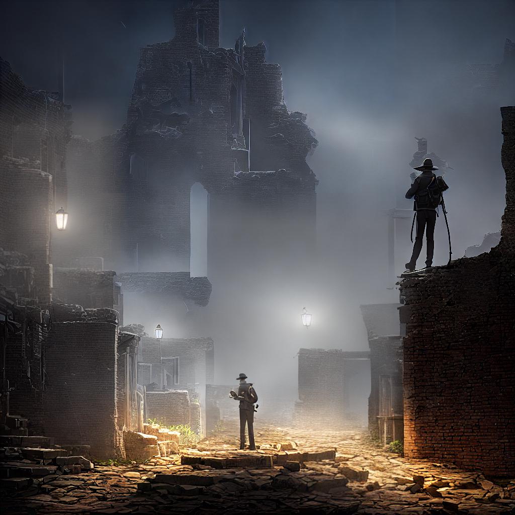  ((masterpiece)), (((best quality))), 8k, high detailed, ultra-detailed. A boy detective with a magnifying glass and a detective hat, searching for clues in a dark alley, (crumbling brick walls and dim streetlights), mysterious atmosphere. hyperrealistic, full body, detailed clothing, highly detailed, cinematic lighting, stunningly beautiful, intricate, sharp focus, f/1. 8, 85mm, (centered image composition), (professionally color graded), ((bright soft diffused light)), volumetric fog, trending on instagram, trending on tumblr, HDR 4K, 8K