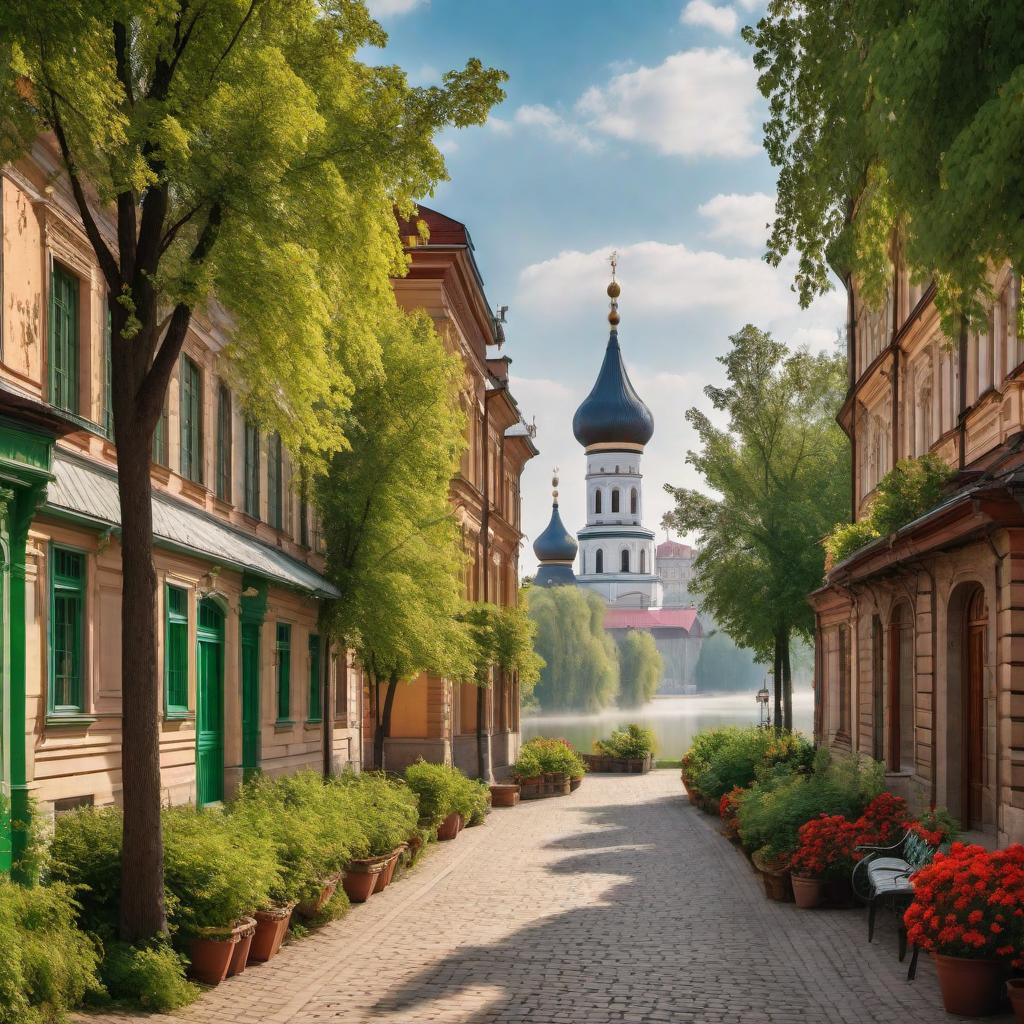  A beautiful photograph of Ivanovo city, Russia, showcasing the main landmarks such as the Ship House (Korabl' na Volge) and the Ivanovo State Museum of Local History during a clear sunny day. The city's unique textile industry history should be hinted at with elements like historical cotton print patterns in the sky, blending the past and present. Lush greenery should be present to represent the city's parks and gardens. The streets are lively, capturing the city's vibrant cultural scene. hyperrealistic, full body, detailed clothing, highly detailed, cinematic lighting, stunningly beautiful, intricate, sharp focus, f/1. 8, 85mm, (centered image composition), (professionally color graded), ((bright soft diffused light)), volumetric fog, trending on instagram, trending on tumblr, HDR 4K, 8K