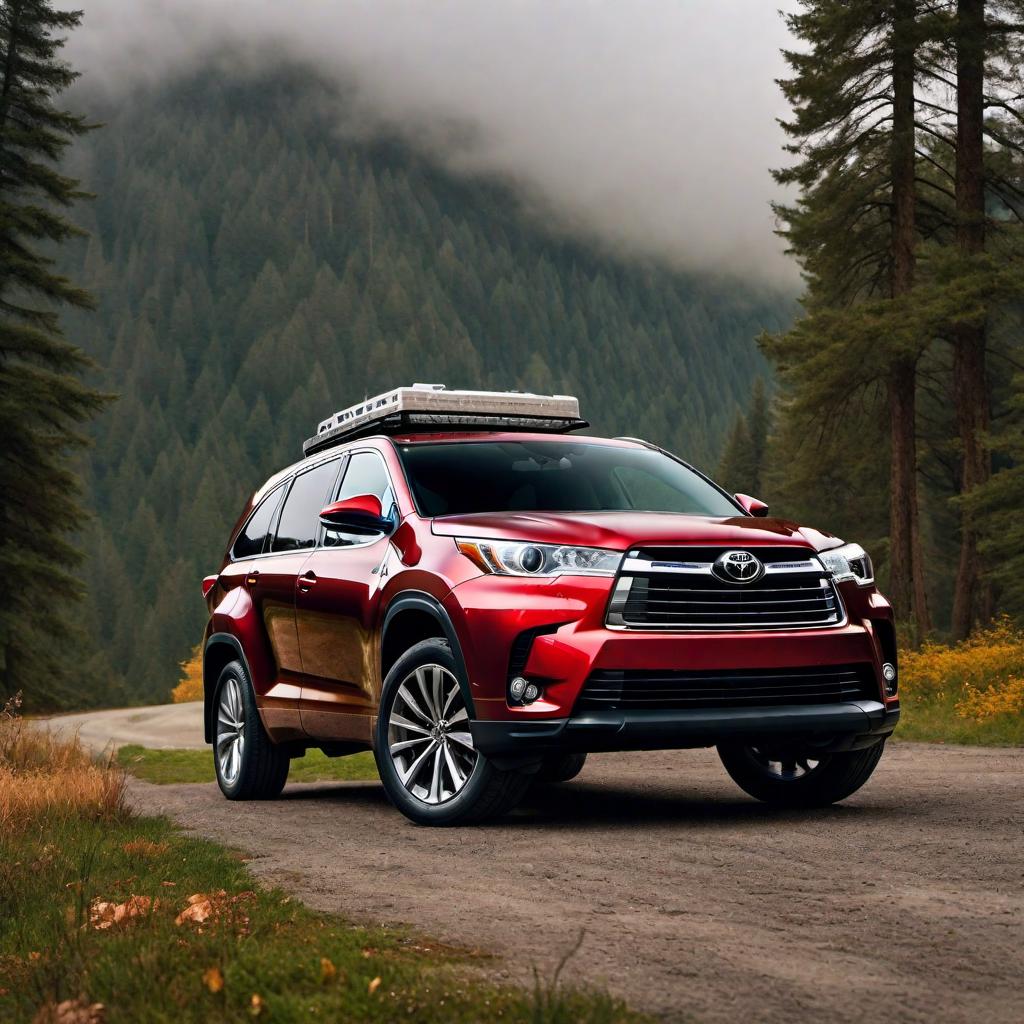  roof cargo rack for a Toyota Highlander made from wood hyperrealistic, full body, detailed clothing, highly detailed, cinematic lighting, stunningly beautiful, intricate, sharp focus, f/1. 8, 85mm, (centered image composition), (professionally color graded), ((bright soft diffused light)), volumetric fog, trending on instagram, trending on tumblr, HDR 4K, 8K